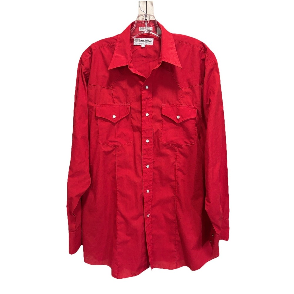 Corral West Ranchwear Long Sleeve Pearl Snap Shirt Red Size 16.5" 35